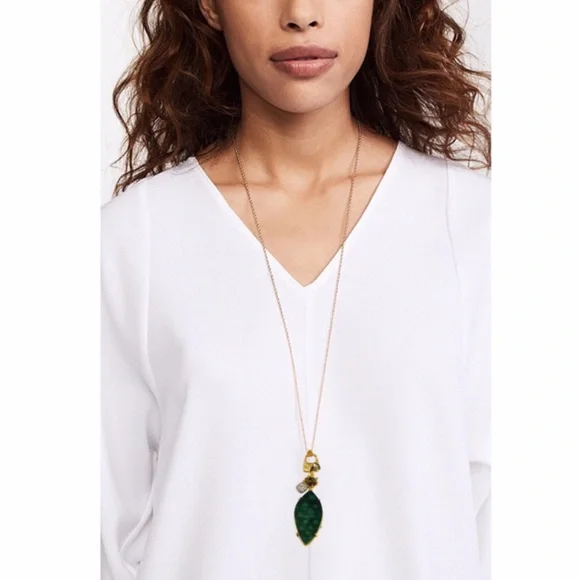 ALEXIS BITTAR • Long Lucite Drop Rock Crystal Pendant Necklace - Picture 2 of 5